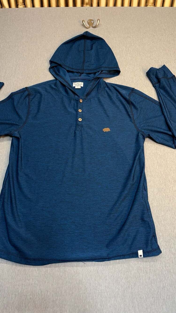 Lucky Brand Men's Space Dye Hooded Henley Shirt
